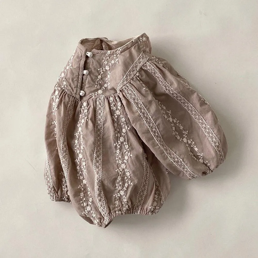 0-2T INS Baby Embroidered Western Style Jumpsuit Romper 100-Day-Old Romper Wholesale Baby Clothes