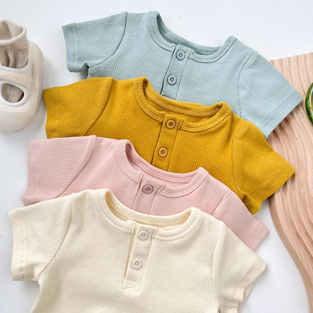 0~2Y Ins Korean Version Of Summer Clothes Baby Jumpsuit Short-Sleeved Triangle Romper Baby Long-Sleeved Bottoming Romper Summer Wholesale Baby Clothes