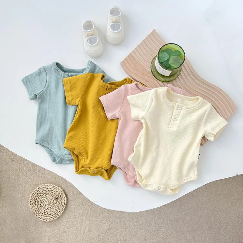 0~2Y Ins Korean Version Of Summer Clothes Baby Jumpsuit Short-Sleeved Triangle Romper Baby Long-Sleeved Bottoming Romper Summer Wholesale Baby Clothes