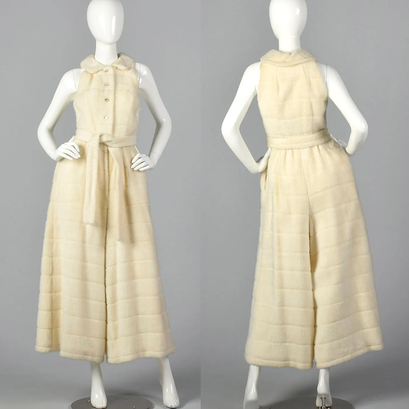 1960s Plush Faux Fur Palazzo Jumpsuit