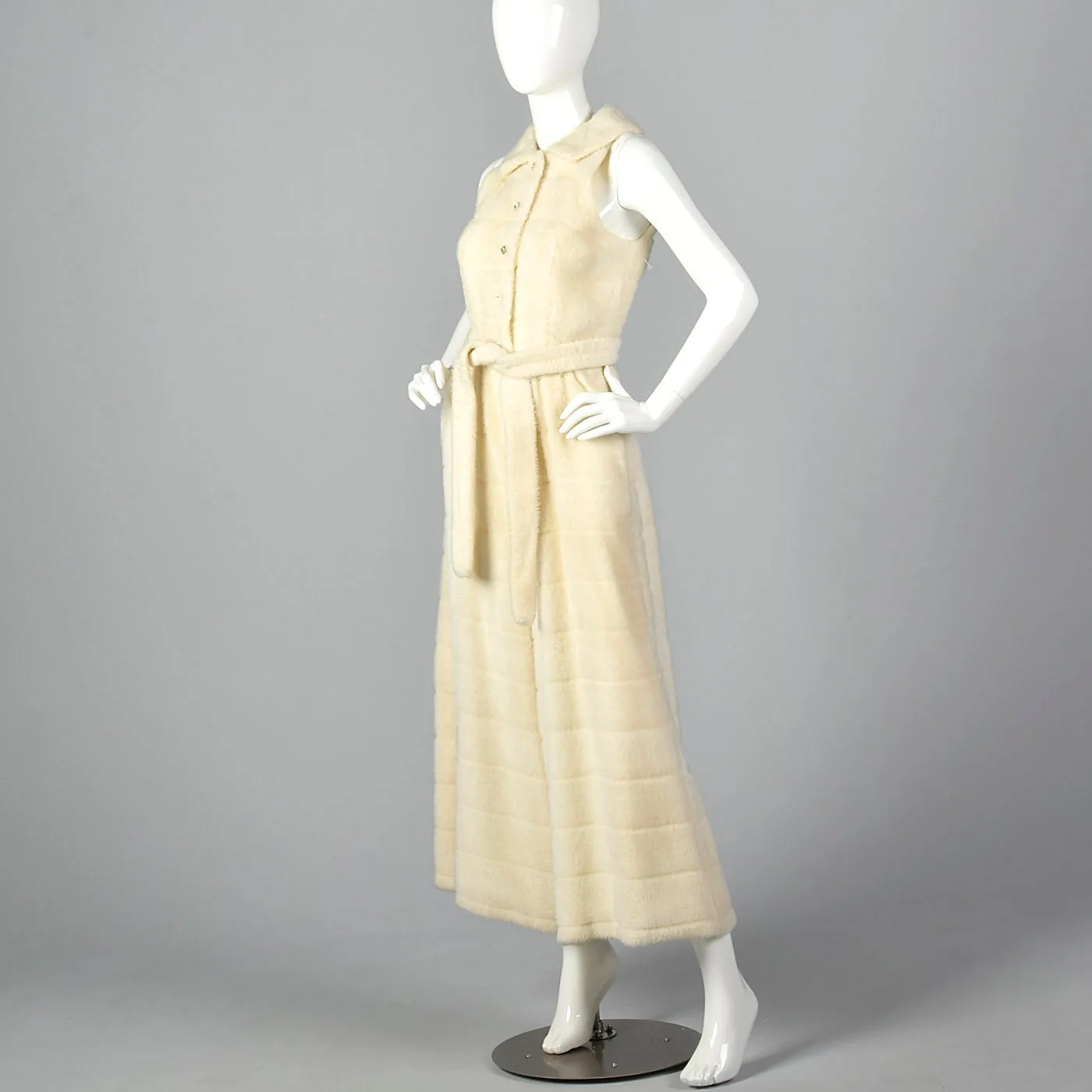 1960s Plush Faux Fur Palazzo Jumpsuit