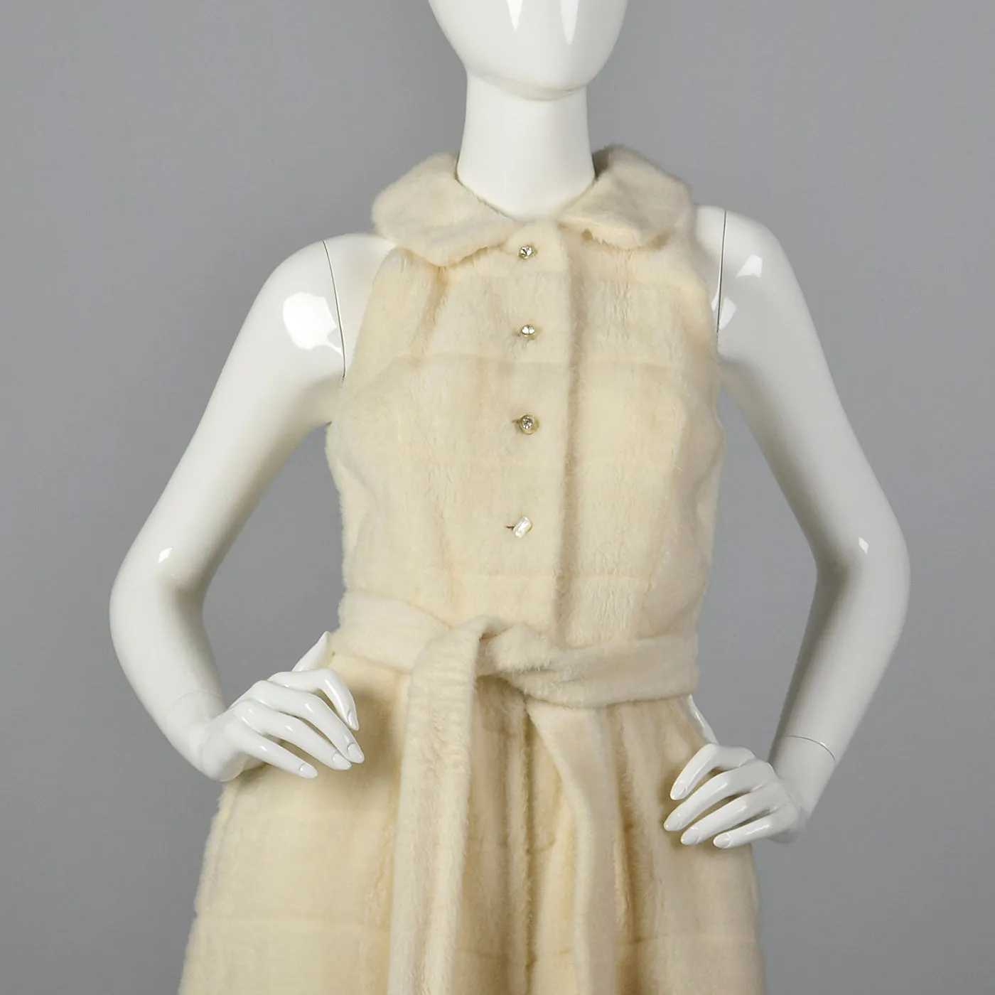 1960s Plush Faux Fur Palazzo Jumpsuit
