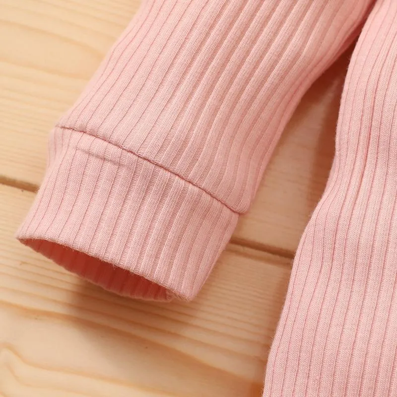 2-piece Solid Knit Jumpsuit & Headband for Baby Girl