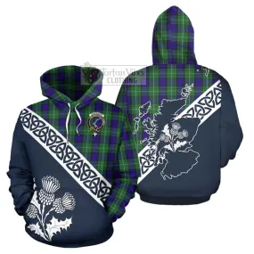 Alexander Tartan Hoodie Featuring Thistle and Scotland Map