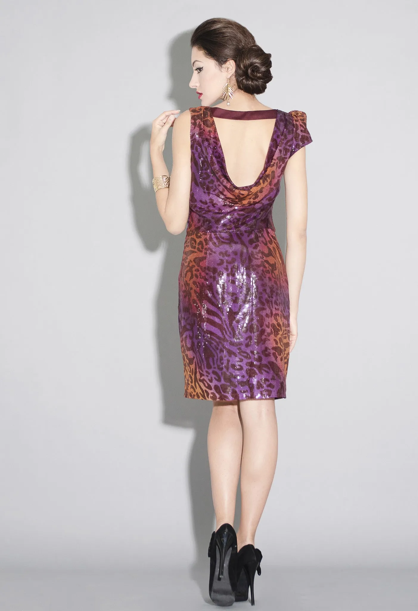 All over sequins leapord print ombre party dress- SOLD OUT