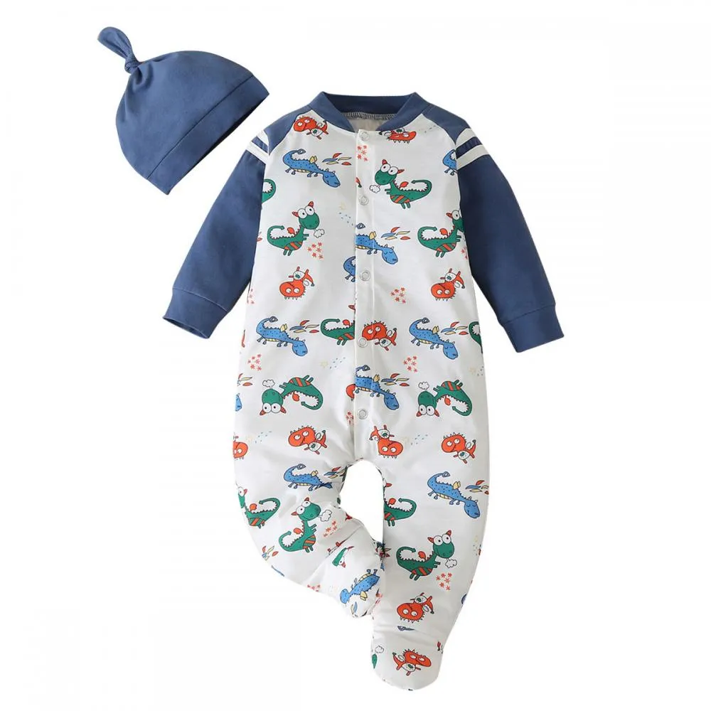 Autumn and Winter Baby Dinosaur Cartoon Animal Romper Wholesale Baby Clothes