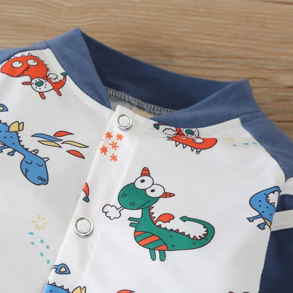 Autumn and Winter Baby Dinosaur Cartoon Animal Romper Wholesale Baby Clothes