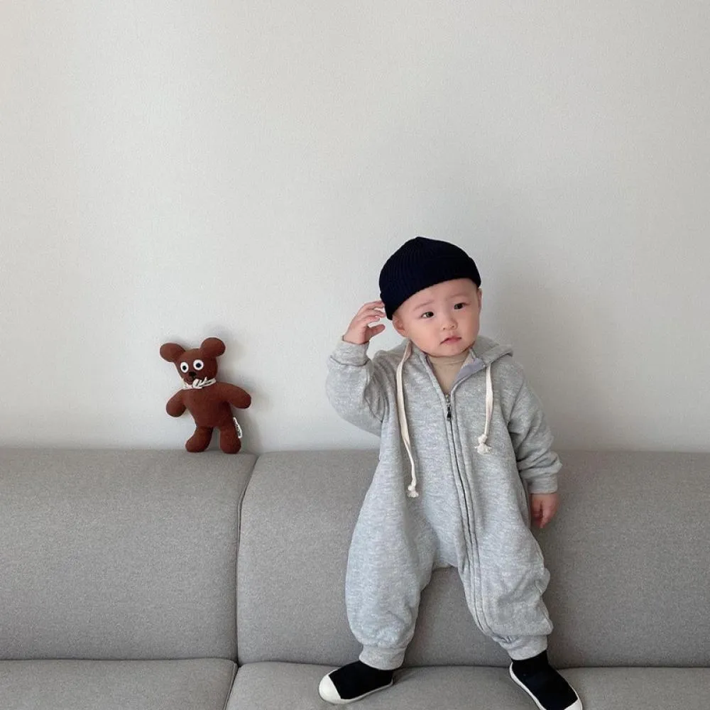 Autumn And Winter Baby Western Style Zipper Hooded Jumpsuit Sweater Wholesale Baby Clothes
