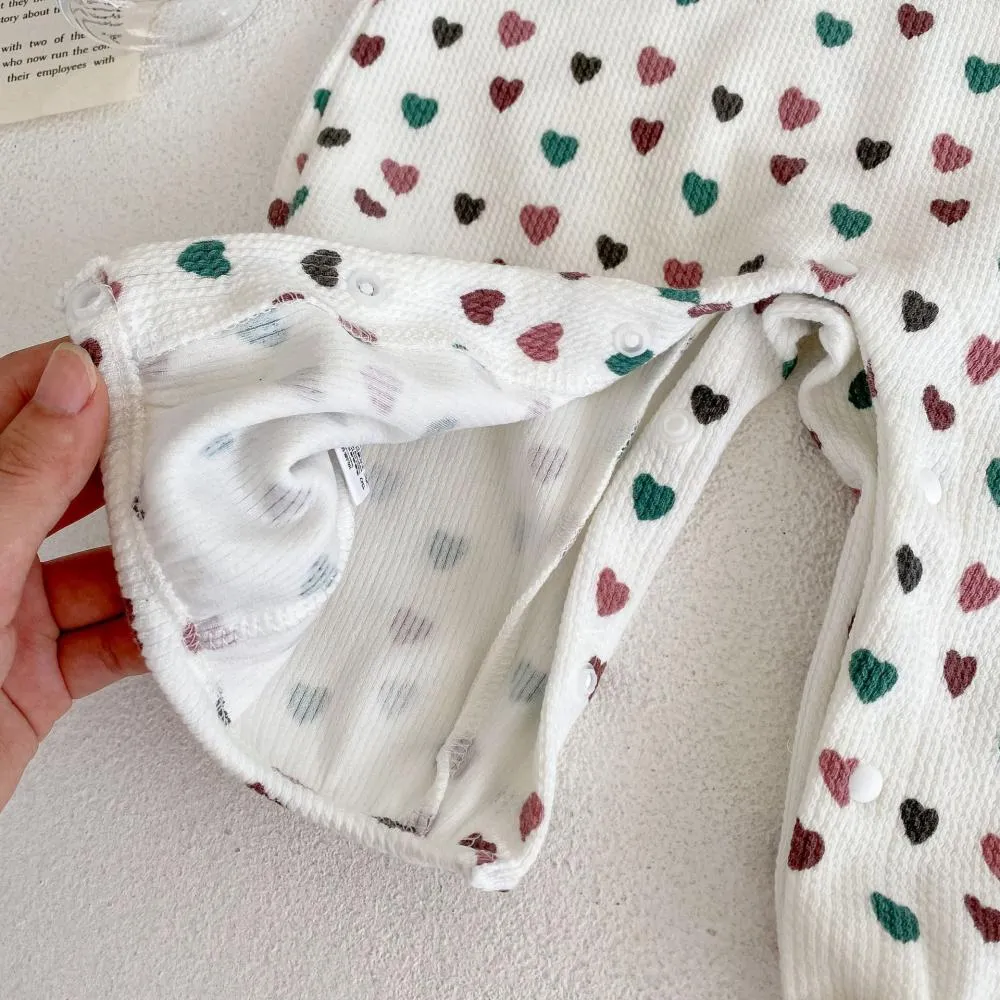 Autumn and Winter Unisex Baby Love Long-sleeved Jumpsuit   Hat Wholesale Baby Clothes
