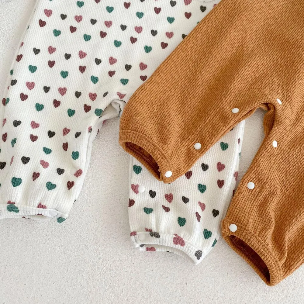Autumn and Winter Unisex Baby Love Long-sleeved Jumpsuit   Hat Wholesale Baby Clothes