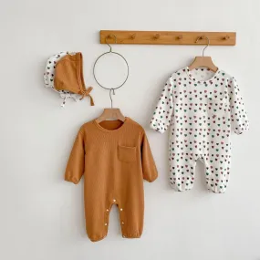 Autumn and Winter Unisex Baby Love Long-sleeved Jumpsuit   Hat Wholesale Baby Clothes