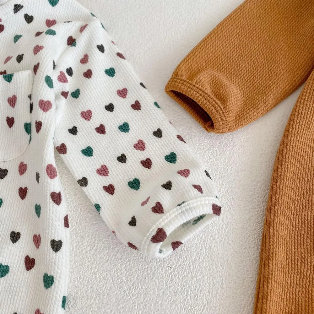 Autumn and Winter Unisex Baby Love Long-sleeved Jumpsuit   Hat Wholesale Baby Clothes