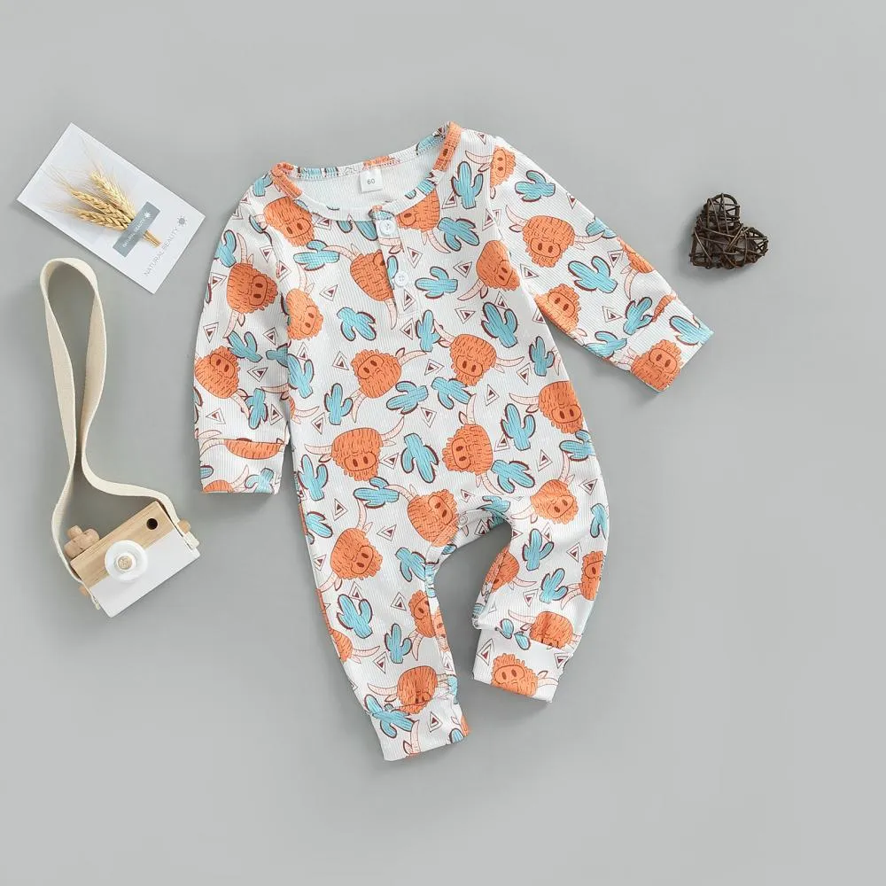 Autumn Baby Cute Cartoon Print Romper Wholesale Baby Children Clothes