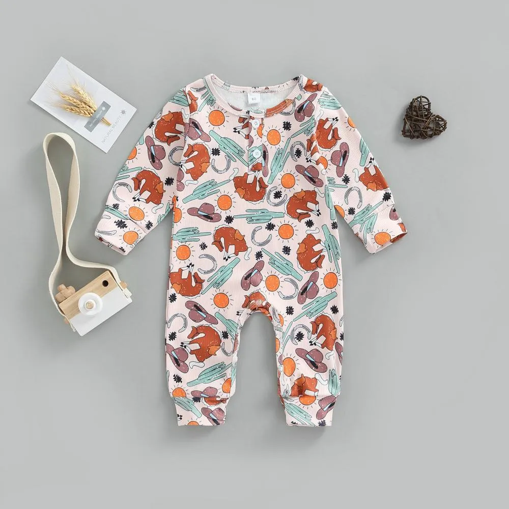Autumn Baby Cute Cartoon Print Romper Wholesale Baby Children Clothes