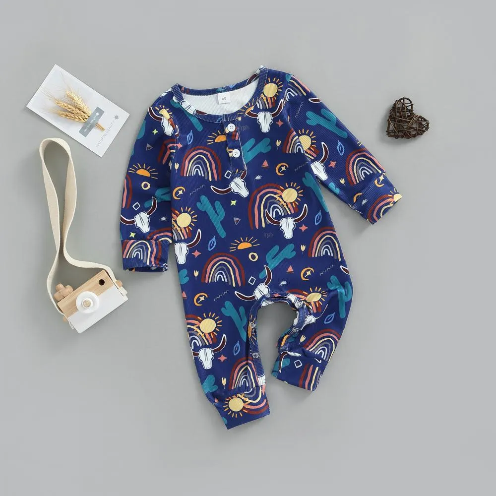 Autumn Baby Cute Cartoon Print Romper Wholesale Baby Children Clothes