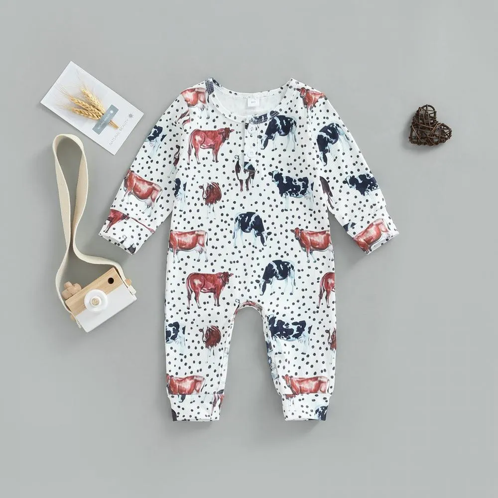 Autumn Baby Cute Cartoon Print Romper Wholesale Baby Children Clothes