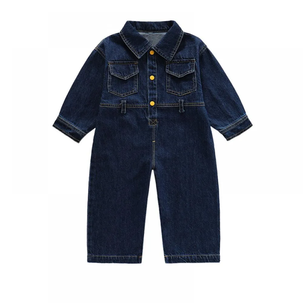 Autumn Cartoon Denim Jumpsuit For Boys and Girls Wholesale Kids Clothes