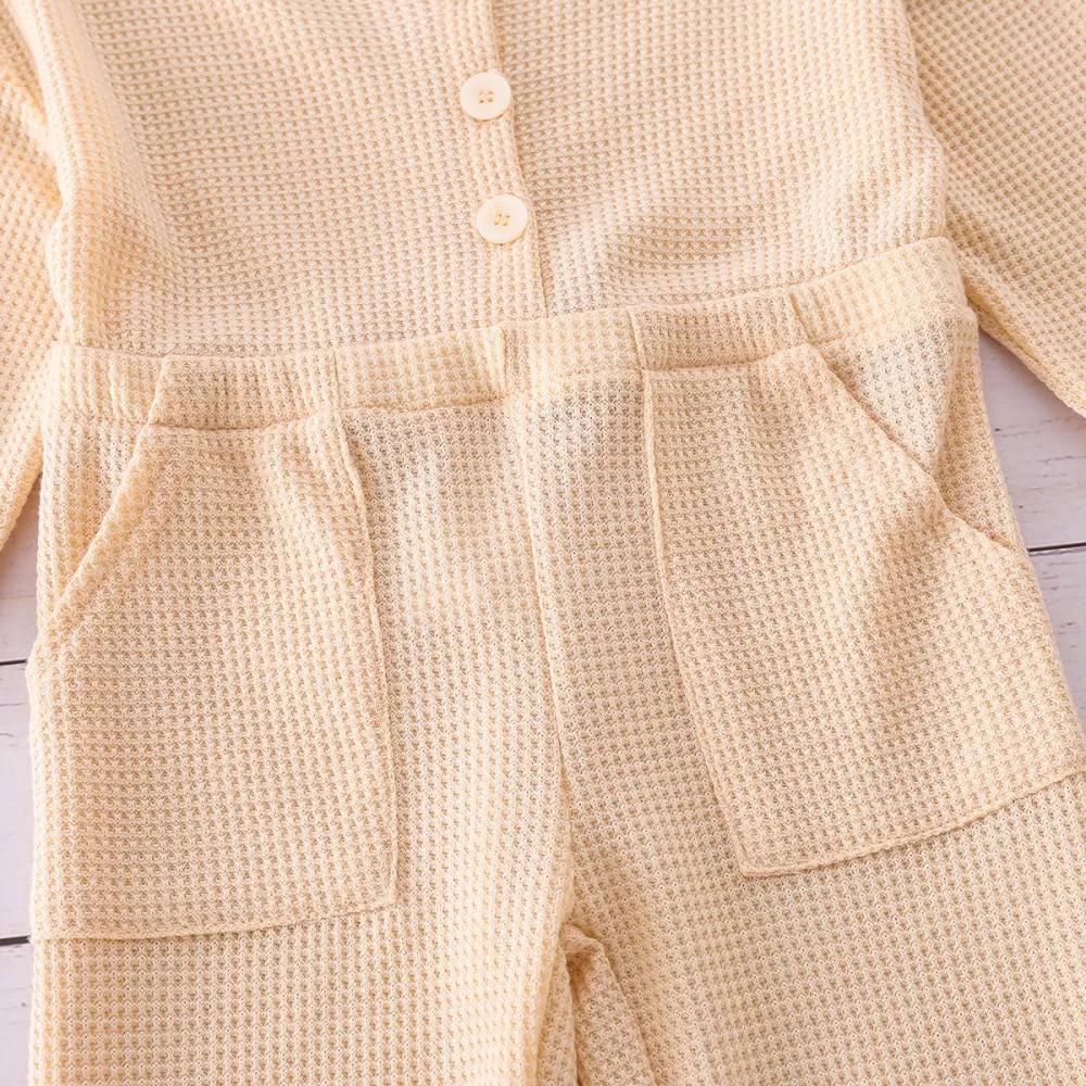 Autumn Girls Waffle Solid Color Jumpsuit Wholesale Toddler Girls Clothes