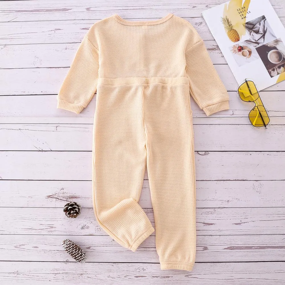 Autumn Girls Waffle Solid Color Jumpsuit Wholesale Toddler Girls Clothes