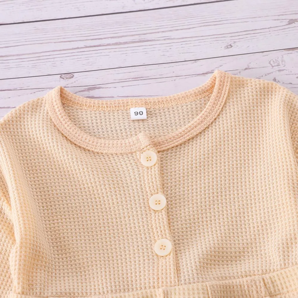 Autumn Girls Waffle Solid Color Jumpsuit Wholesale Toddler Girls Clothes