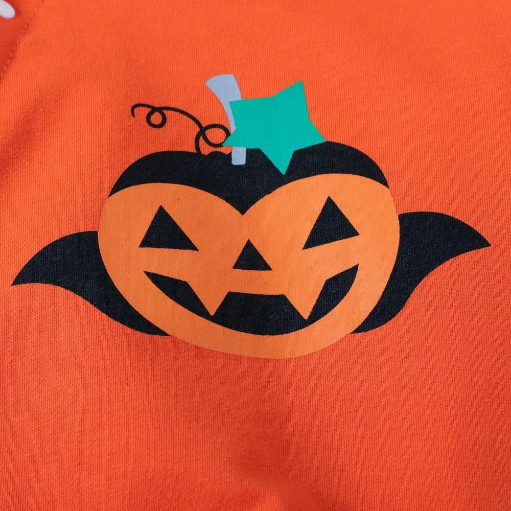 Autumn Halloween Kids Romper Print Hooded Jumpsuit Baby Boutique Clothes Wholesale