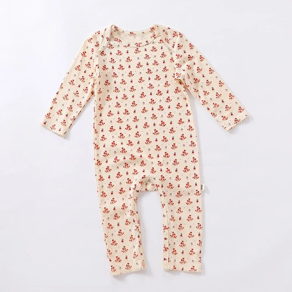 Autumn Infant Long Sleeve One Piece Cotton Floral Romper Wholesale Baby Clothes