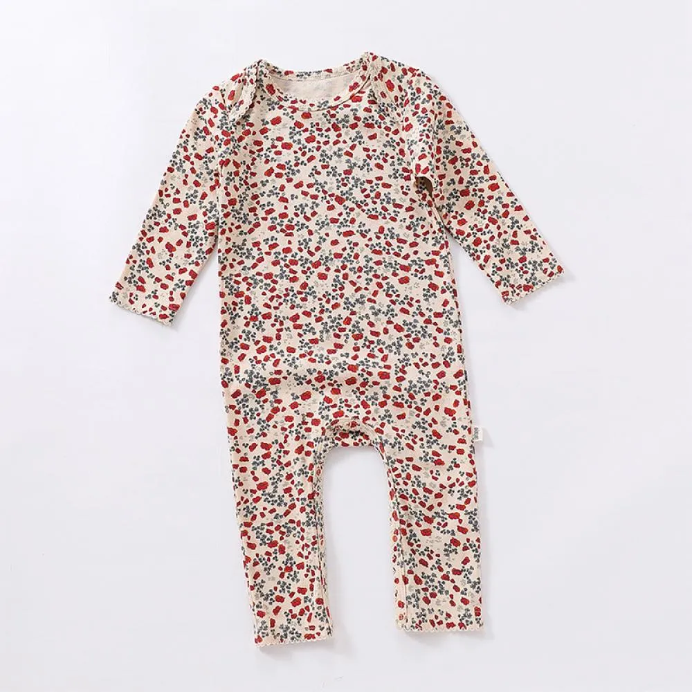 Autumn Infant Long Sleeve One Piece Cotton Floral Romper Wholesale Baby Clothes