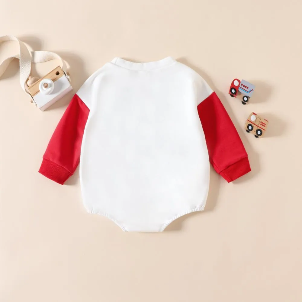 Autumn Valentine's Day Girl's Jumpsuit Color Matching Long Sleeve Letter Baby Romper Wholesale