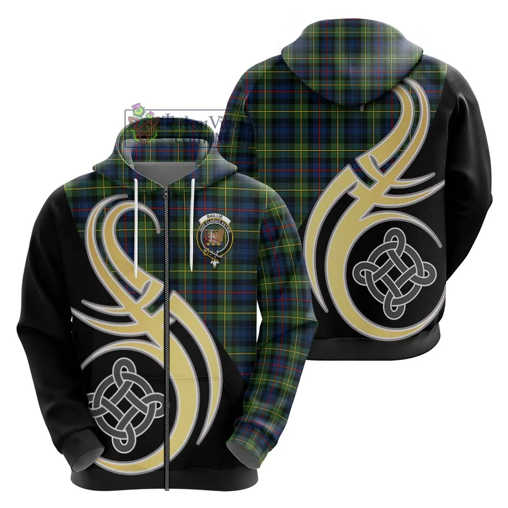 Baillie (Bailey) Tartan Hoodie with Family Crest and Celtic Symbol Style