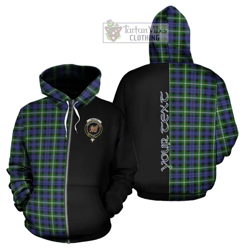 Baillie (Bailey) Tartan Hoodie with Family Crest and Half Of Me Style