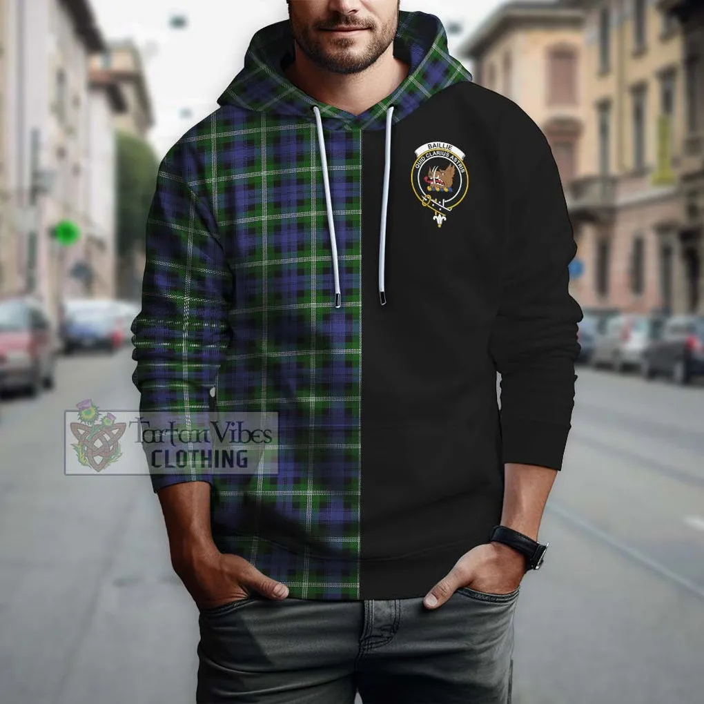 Baillie (Bailey) Tartan Hoodie with Family Crest and Half Of Me Style