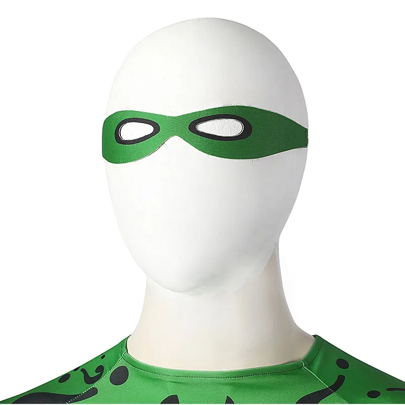 Batman Forever The Riddler Cosplay Costume Jim Carrey Riddler Costume Green Bodysuit