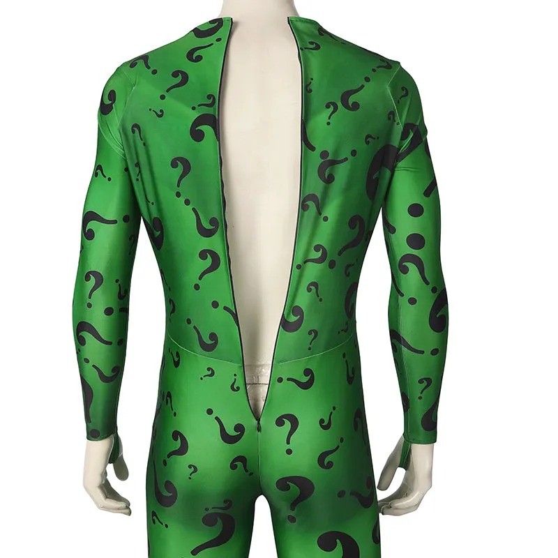 Batman Forever The Riddler Cosplay Costume Jim Carrey Riddler Costume Green Bodysuit