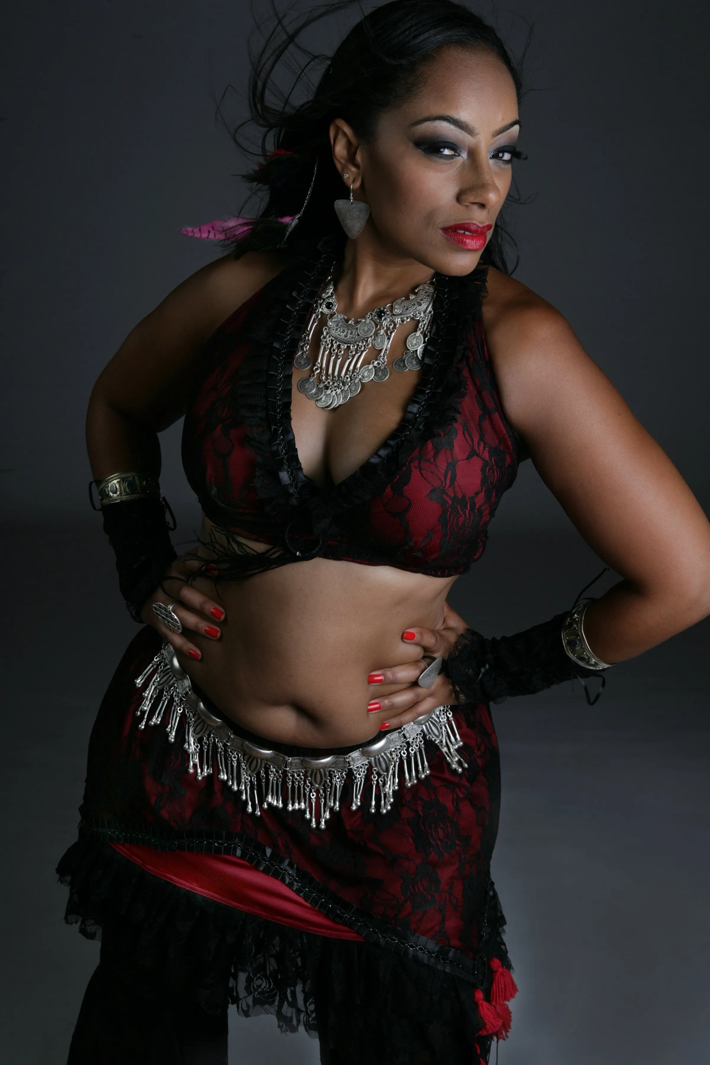 Belly Dance Pants, Halter Top, & Hip Skirt Costume Set | PERA TRIBES/LICAI