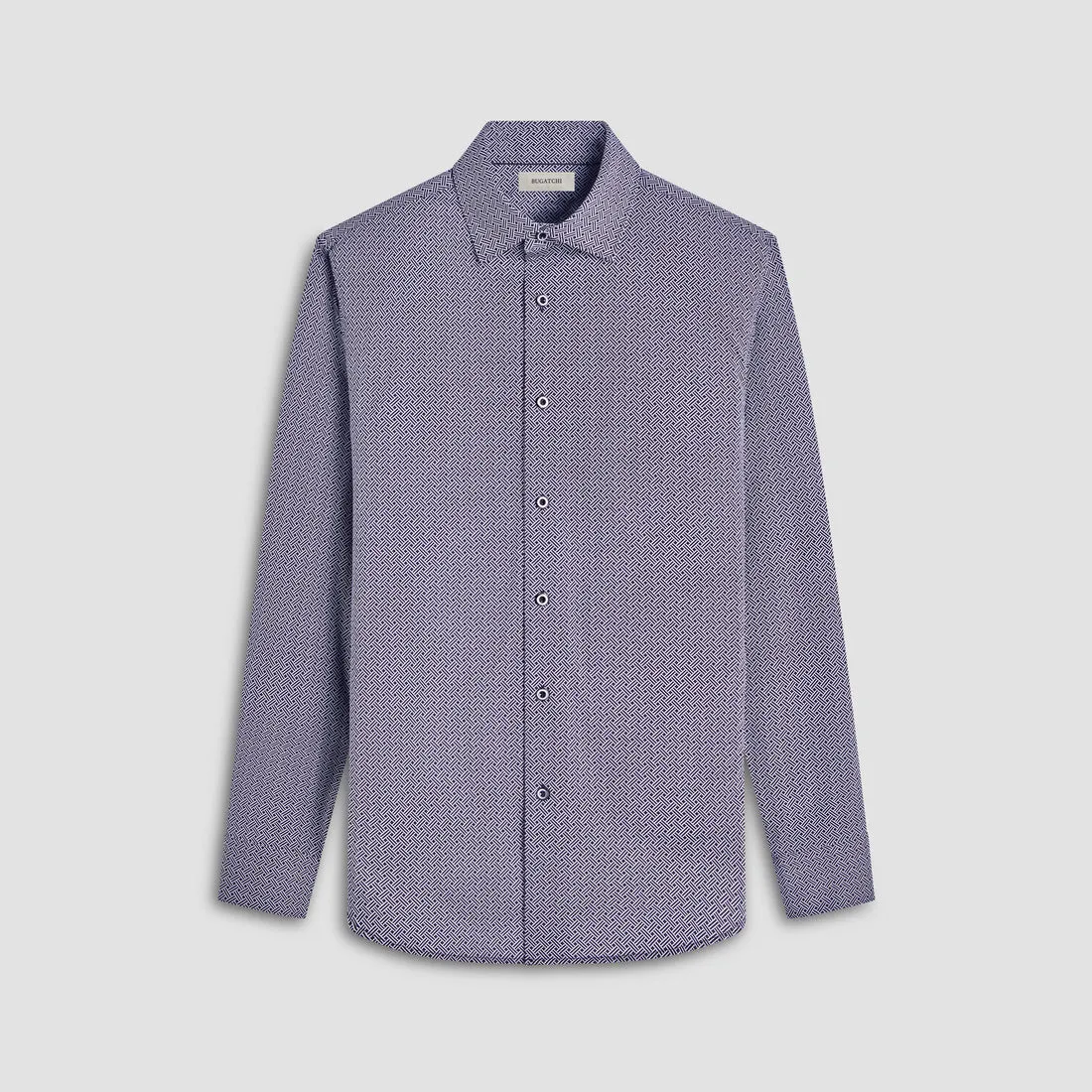 Bugatchi Men's Long Sleeve Dress Shirt – OoohCotton® Basketweave Print
