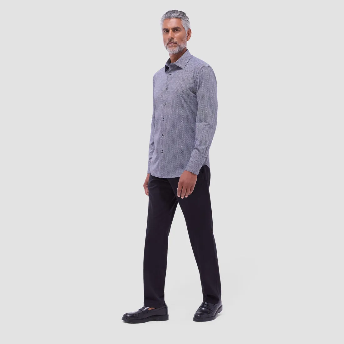 Bugatchi Men's Long Sleeve Dress Shirt – OoohCotton® Basketweave Print