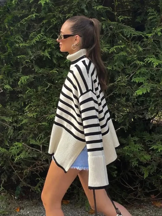 Clarice Stripe Turtleneck Sweater