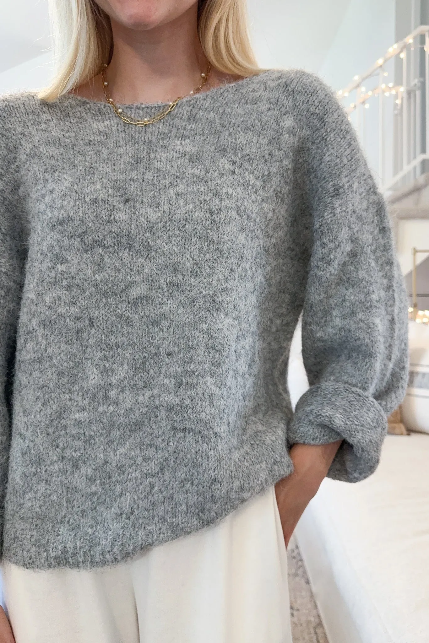 Cloud Slouchy Pullover in Heather Grey
