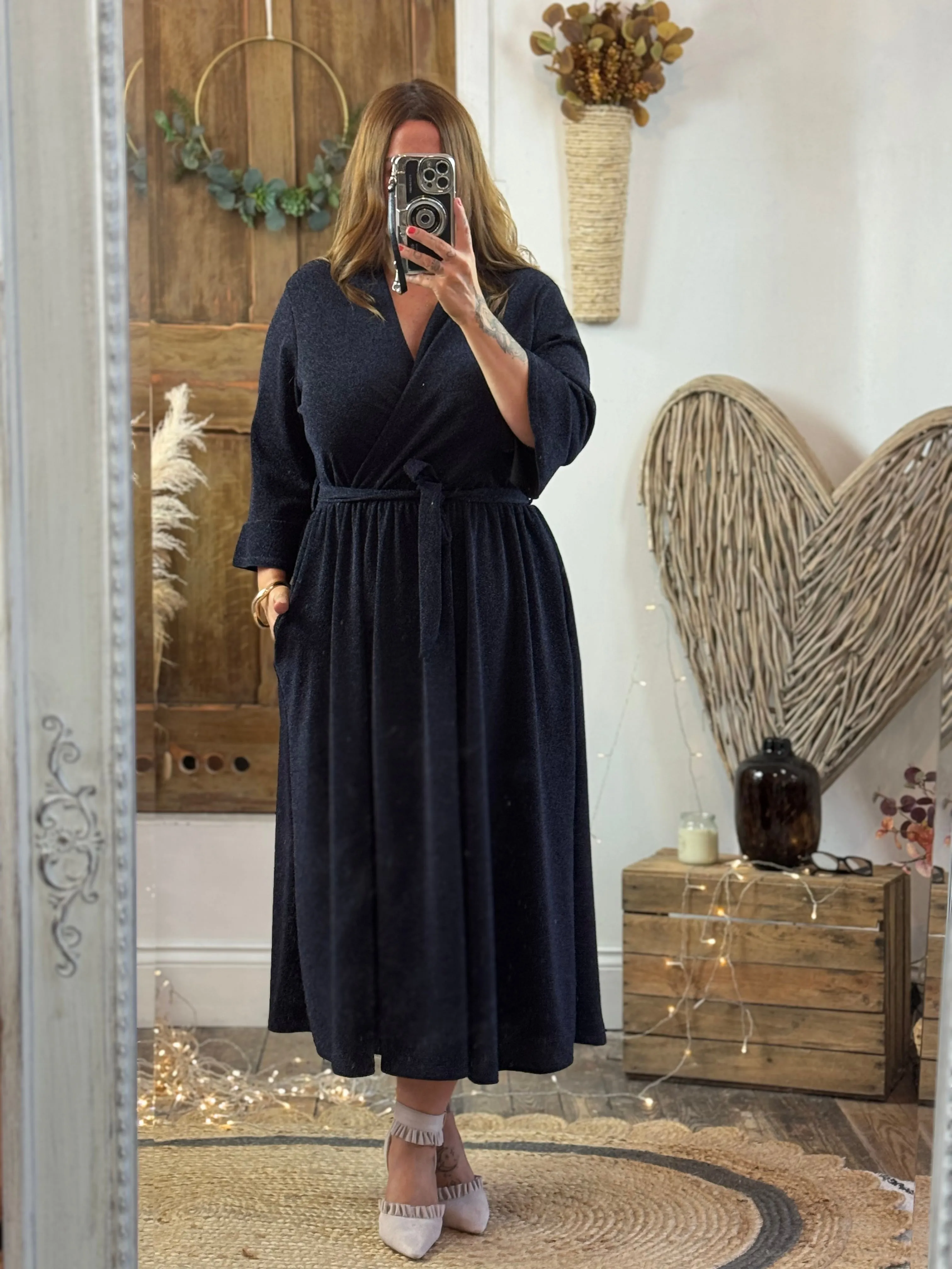 Deep Midnight Blue Sparkly Roxy Midaxi Dress