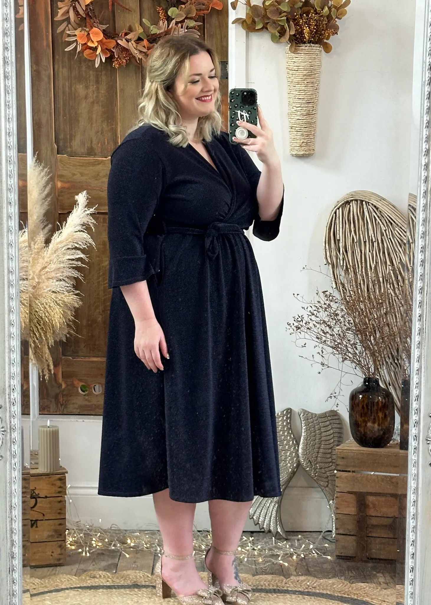 Deep Midnight Blue Sparkly Roxy Midaxi Dress