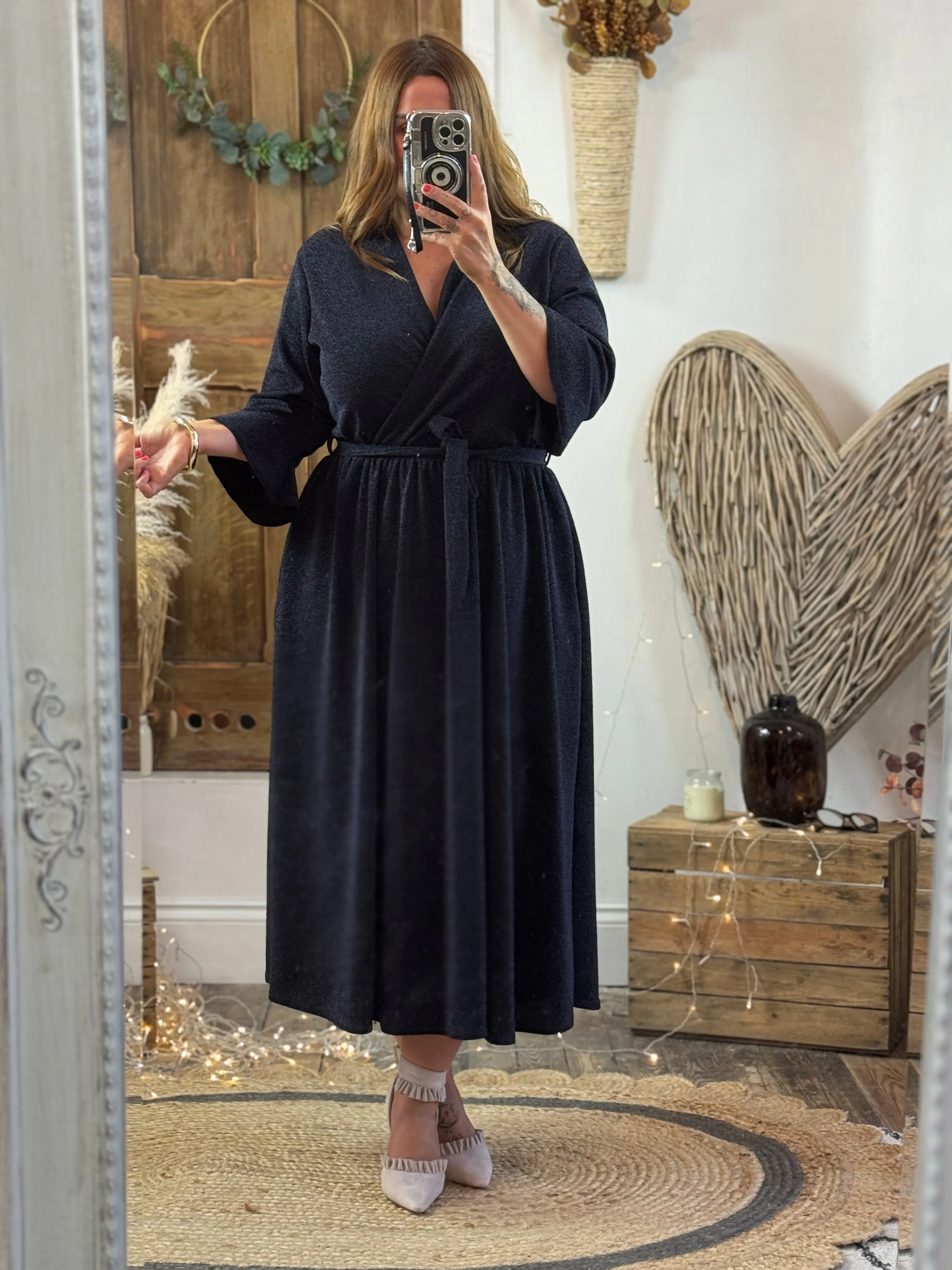 Deep Midnight Blue Sparkly Roxy Midaxi Dress