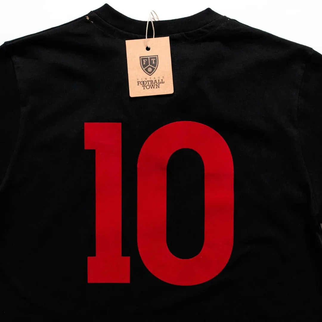 England Soccer-Inspired Retro with Laces Long Sleeve Shirt (Black)