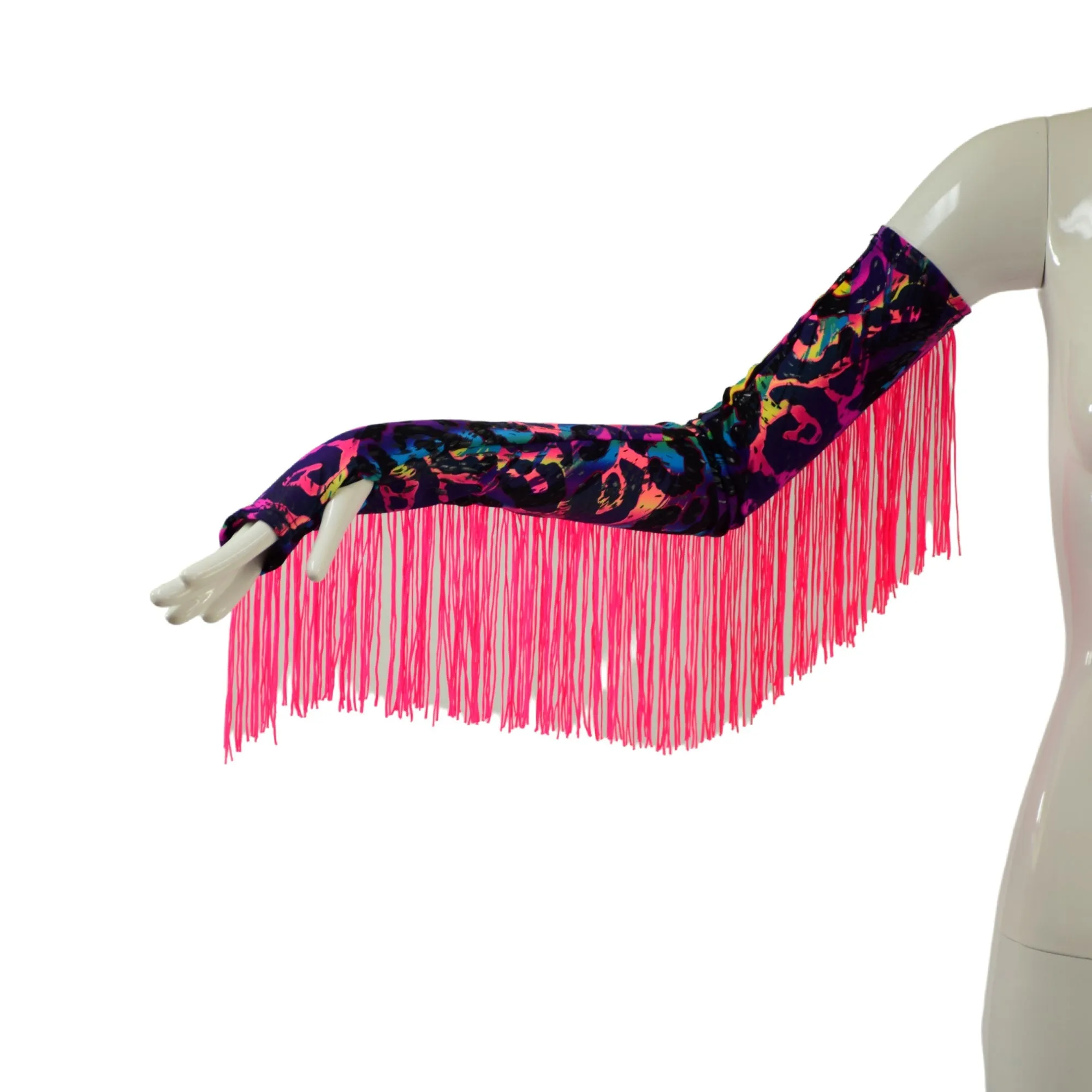 Fingerless Arm Warmer Gloves with Fringe