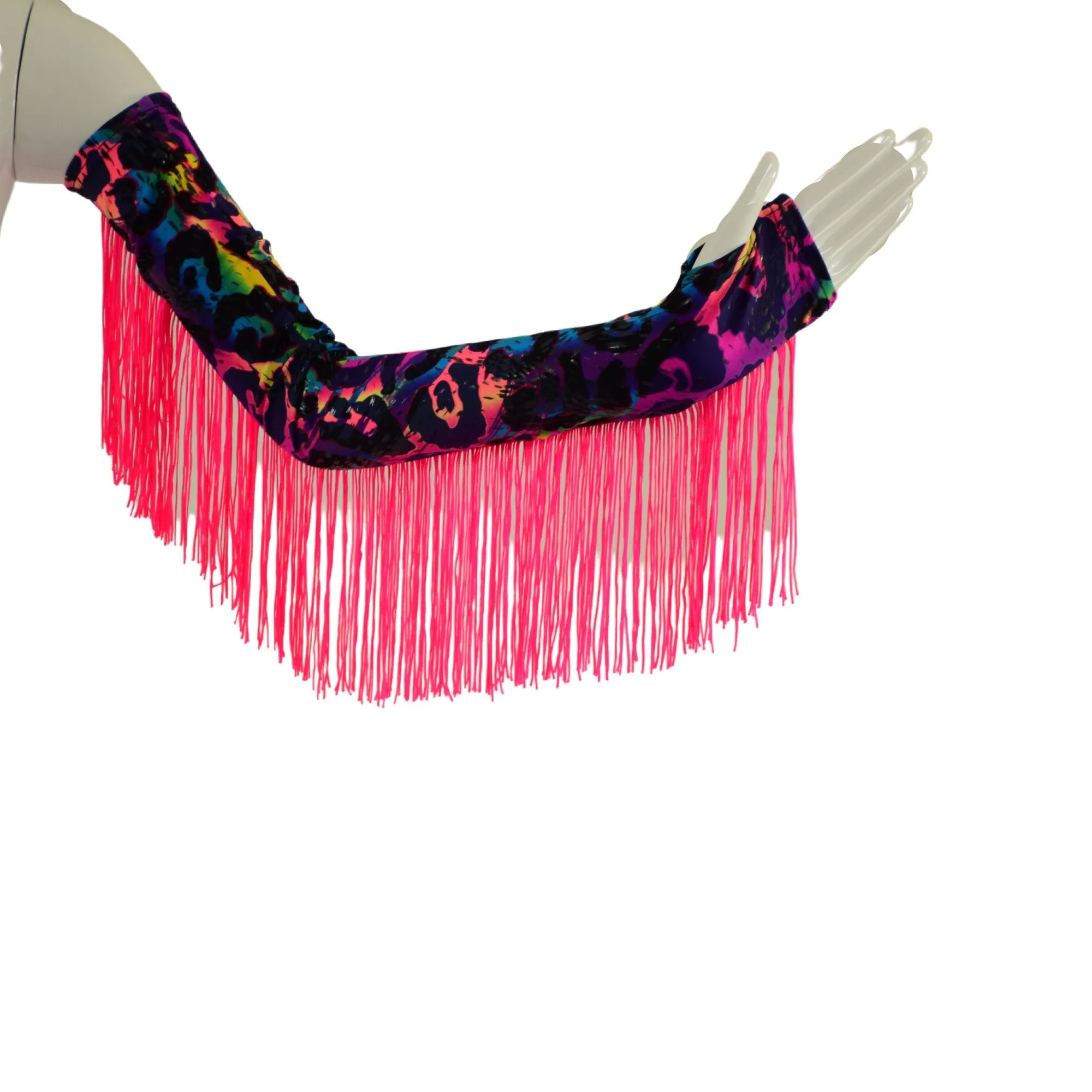 Fingerless Arm Warmer Gloves with Fringe