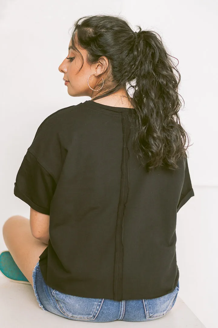 French Terry Box Tee | Black