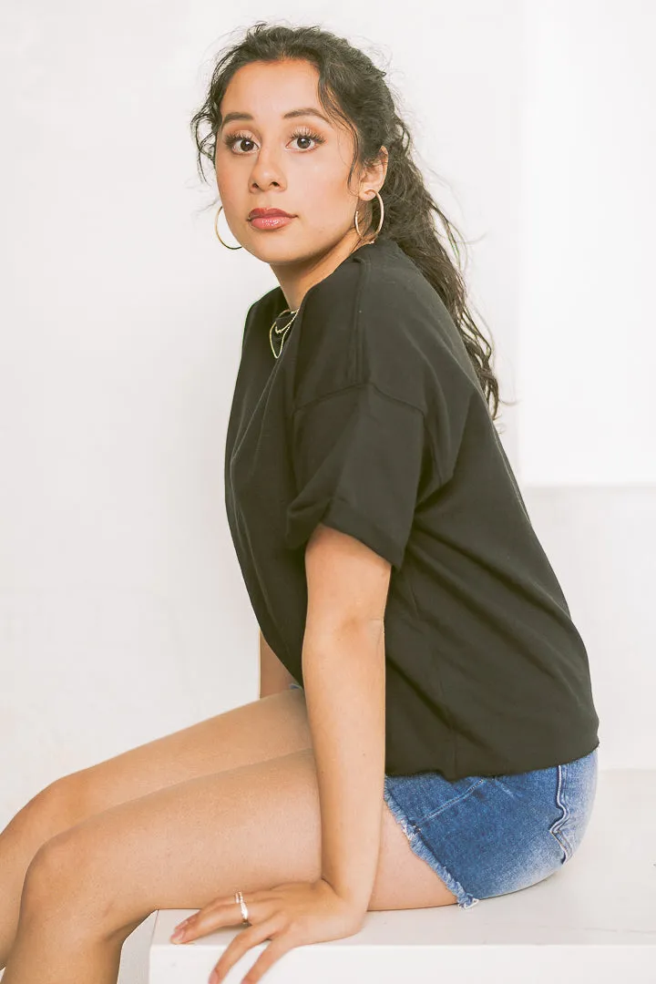 French Terry Box Tee | Black
