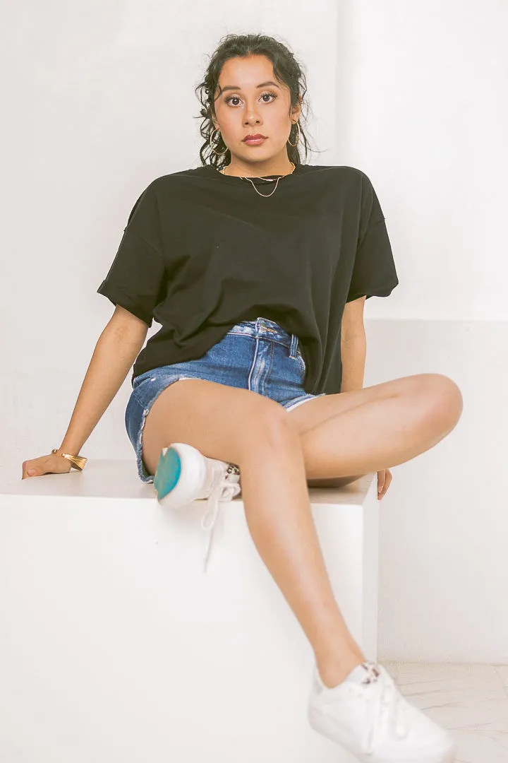 French Terry Box Tee | Black