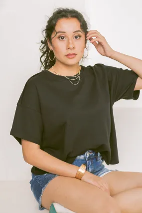 French Terry Box Tee | Black
