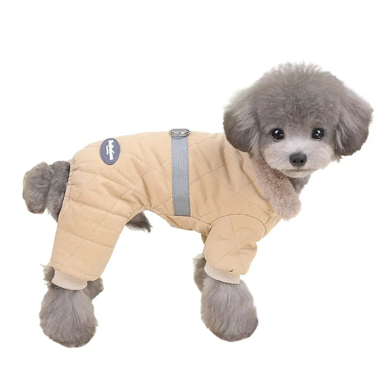 Fur Collar Dog Overalls Warm Winter Jumpsuit for Small Dogs Puppy