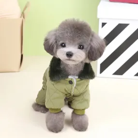 Fur Collar Dog Overalls Warm Winter Jumpsuit for Small Dogs Puppy